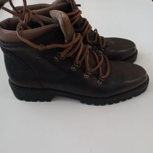 Timberland Boots Womens 6.5 Alpine Hiking Combat Brown Leather Lace Up